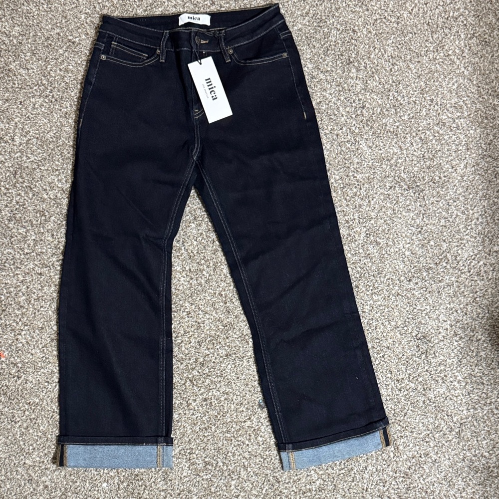Mica Mid Rise Ankle Straight Cuffed Leg